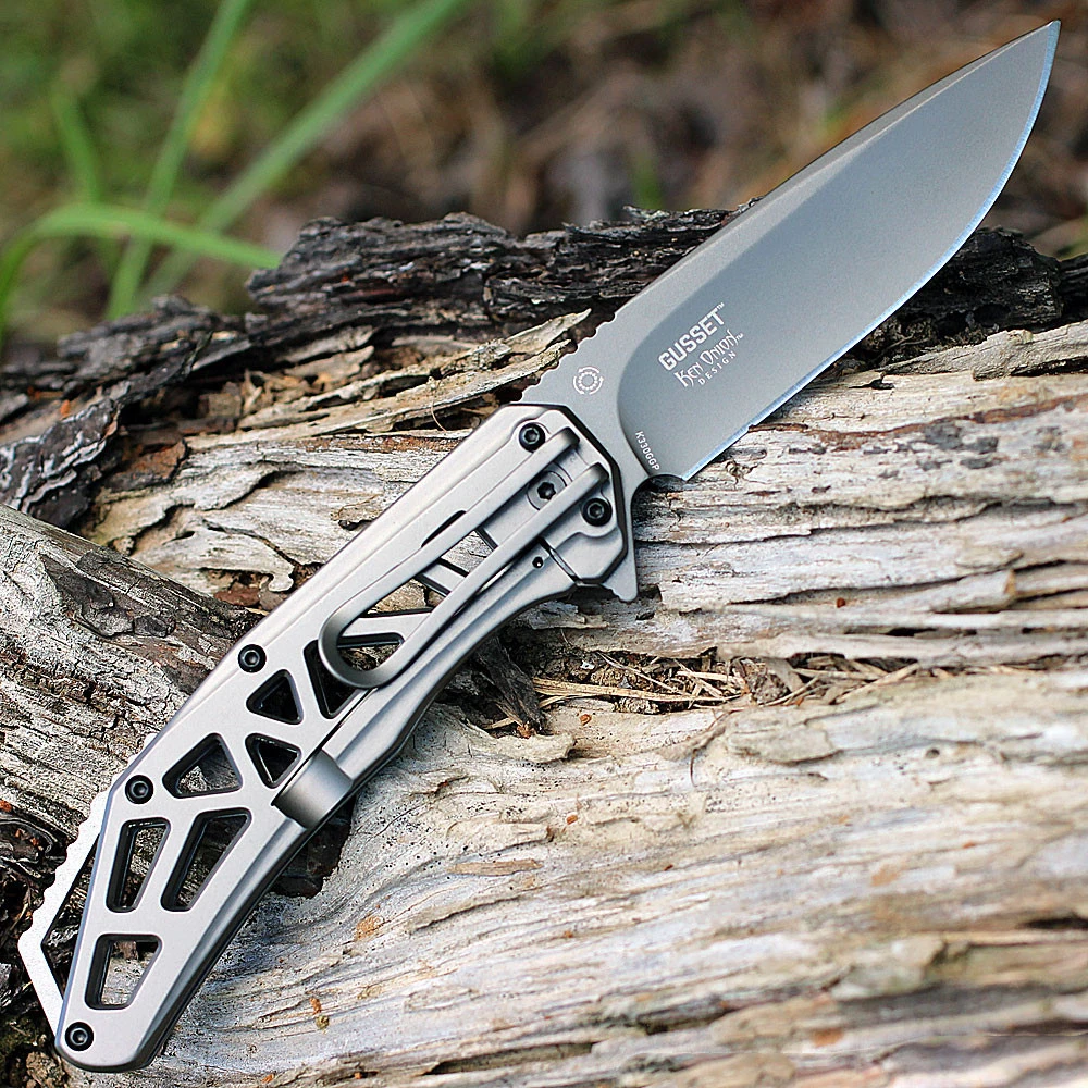 CRKT Gusset - Gray 2Cr13 SS (3.57" 8Cr13MoV) CRK330GGP 2 CRKT Gusset - Gray 2Cr13 SS (3.57" 8Cr13MoV) CRK330GGP - Image 2