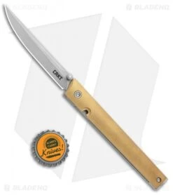 CRKT CEO Liner Lock Blade HQ Exclusive Knife Brass (3.1" Stonewash D2) -CRKT CRKT Brass CEO LL SW BHQ 113999 jr bottlecap