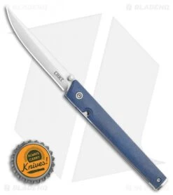 CRKT CEO Liner Lock Knife Blue Linen Micarta (3.1" Satin S35VN) BHQ Exclusive -CRKT CRKT CEO Liner Lock Knife Blue Linen Micarta 3.1in Satin S35VN BHQ Exclusive 7096BLS35 BHQ 117054 LS Bottlecap