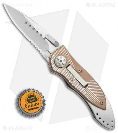 CRKT Elishewitz E-Lock Folding Knife Bronze (3.9" Satin Serr) 7333 4 CRKT Elishewitz E-Lock Folding Knife Bronze (3.9" Satin Serr) 7333 - Image 4
