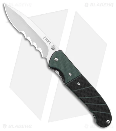 CRKT Ignitor Spring Assisted Knife Black & Green G-10 (3.38" Satin Serr) 6855 1 CRKT Ignitor Spring Assisted Knife Black & Green G-10 (3.38" Satin Serr) 6855
