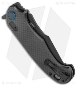 CRKT PSD Liner Lock Spring Assisted Knife Black G-10 / CF (3.6" Black Serr) -CRKT CRKT PSD CF G 10 Base LL DP Black BHQ 138951 jr side