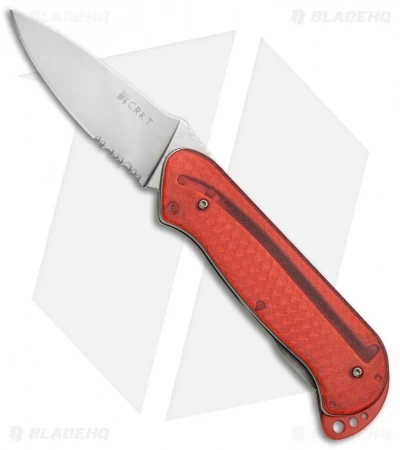 CRKT Rollock Pocket Knife Red Translucent (2.25" Polish Serr) 5212R 1 CRKT Rollock Pocket Knife Red Translucent (2.25" Polish Serr) 5212R