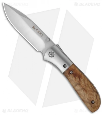 CRKT Carson M4-02W Knife W/ Burl Wood Handle (3.25" Satin Plain) M4-02 1 CRKT Carson M4-02W Knife W/ Burl Wood Handle (3.25" Satin Plain) M4-02
