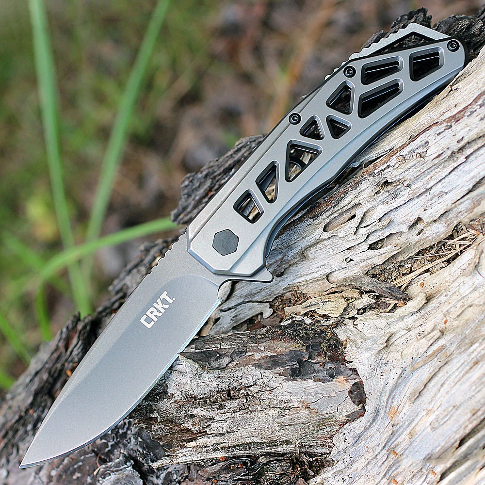 CRKT Gusset - Gray 2Cr13 SS (3.57" 8Cr13MoV) CRK330GGP 1 CRKT Gusset - Gray 2Cr13 SS (3.57" 8Cr13MoV) CRK330GGP